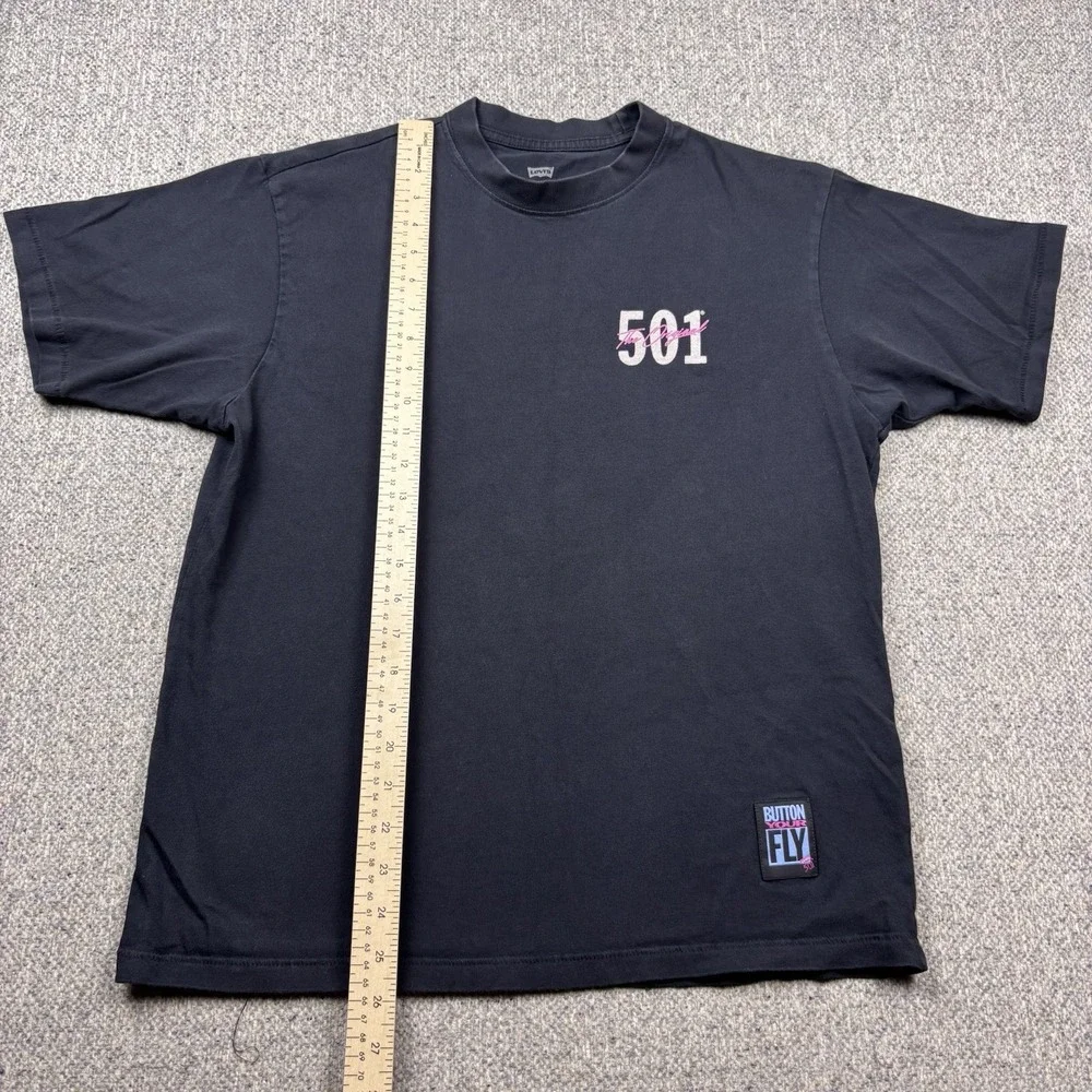 Levi's 501 Vintage On The Fly‎ Graphic T-Shirt Black Men's Size Small